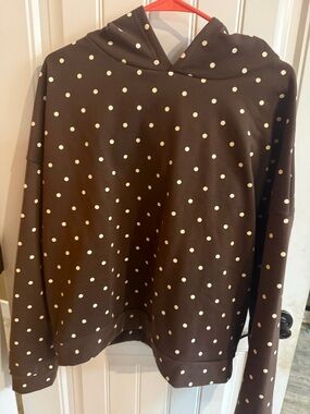 Edikted Brown Polka Dot Hooded Sweater - Women's Casual Pullover- S New